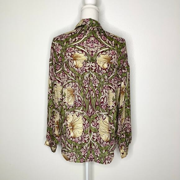Morris & Co. x H&M Floral Print Long Sleeve Button Down Blouse Top 2 - Picture 5 of 7